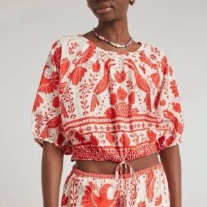 Farm Rio jungle flow top in red